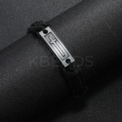 Alloy Rectangle with Cross Link Bracelet BJEW-C037-01A-1
