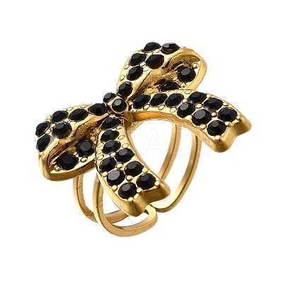 304 Stainless Steel Open Cuff Rings for Women RJEW-F178-01G-02-1