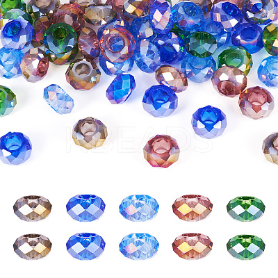 50Pcs 5 Colors Transparent Glass European Beads GPDL-TA0001-05-1
