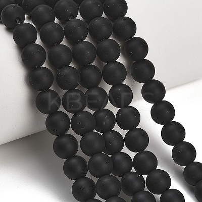 Natural Brazil Black Onyx(Dyed & Heated) Beads Strands G-Z024-01B-8mm-01-1