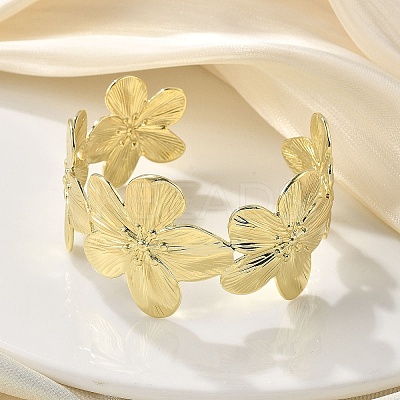 Flower Brass Cuff Open Bangles BJEW-M060-05G-1