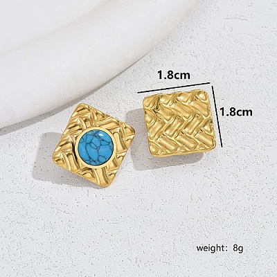 304 Stainless Steel Rhombus Stud Earrings VU3141-2-1