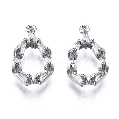 Brass Inlaid Clear Cubic Zirconia Charms ZIRC-S069-021P-1
