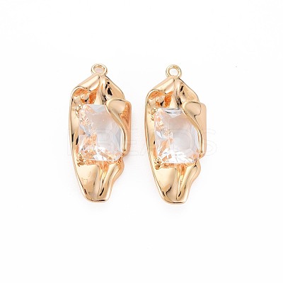 Brass Micro Pave Clear Cubic Zirconia Pendants KK-S364-105-1