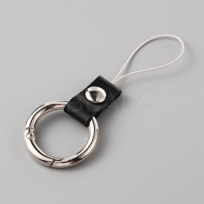 Leather and Zinc Alloy Mobile Phone Finger Rings AJEW-WH0307-53B-1