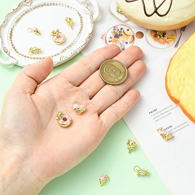 10Pcs 5 Styles Rack Plating Brass Enamel Charms KK-CJ0002-97-1