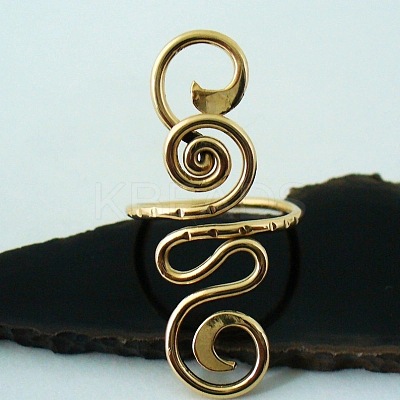 Boho Adjustable Brass Twisted Wire Wrapped Long Toe Rings FS-WGB3A04-01-1