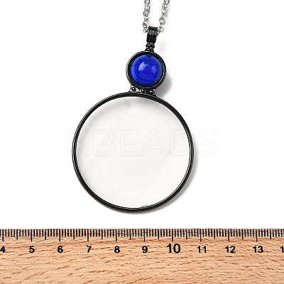 Flat Round Glass Magnifying Pendant Necklace for Women LS-NJEW-K125-01B-04-1