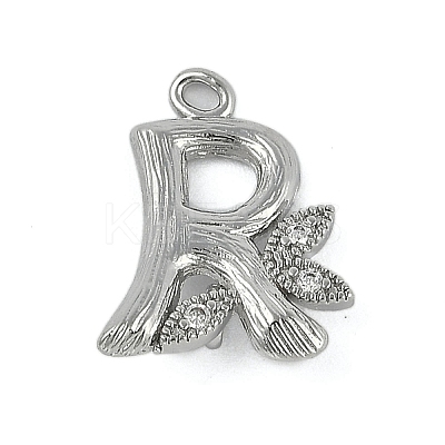 Brass Crystal Rhinestone Letter Links Connector Charms KK-S395-06P-R-1