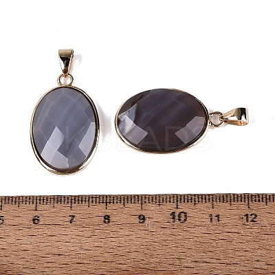 Natural Grey Agate Pendants G-Q606-92G-02-1