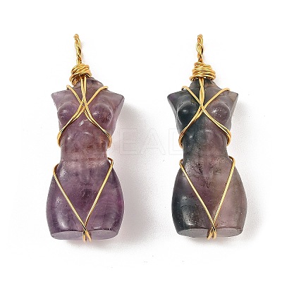 Natural Fluorite Pendants G-K338-30G-01-1