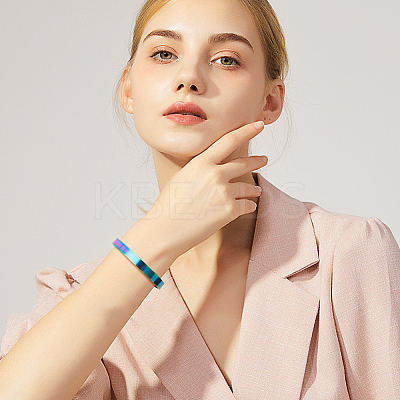 5Pcs 5 Colors Stainless Steel Plain Open Cuff Bangles Set for Women BJEW-AN0001-44-1