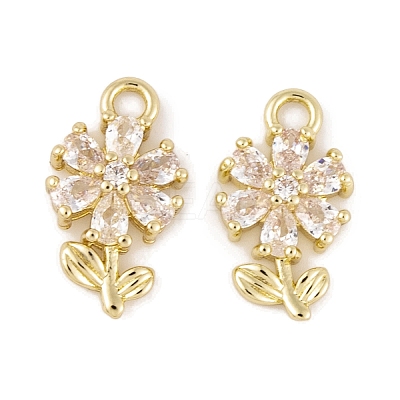 Brass Micro Pave Clear Cubic Zirconia Charms LS-KK-L212-18G-1