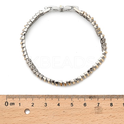 Brass Micro Pave Clear Cubic Zirconia Link Chains Bracelets LS-BJEW-B145-05-1