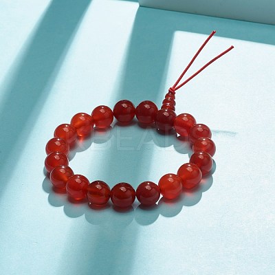 Natural Carnelian Round Beads Stretch Bracelet BJEW-JB07235-04-1