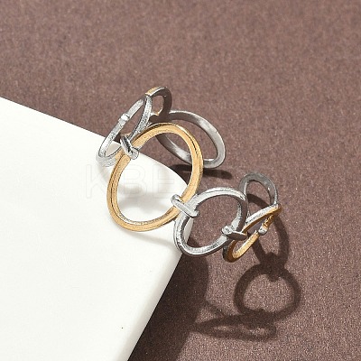 304 Stainless Steel Double Color Cuff Rings RJEW-S635-01GP-G-1