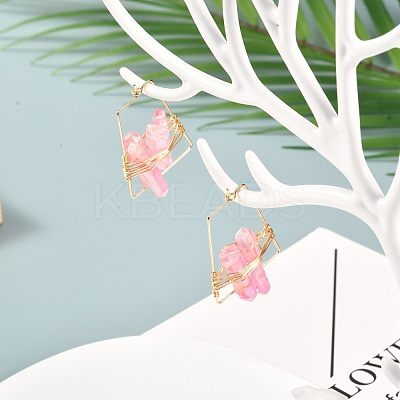 Electroplated Natural Quartz Wire Wrapped Earrings for Girl Women EJEW-JE04645-01-1