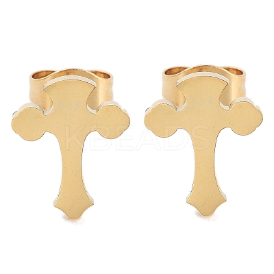 PVD Vacuum Plating 304 Stainless Steel Stud Earrings for Women EJEW-A048-47A-G-1