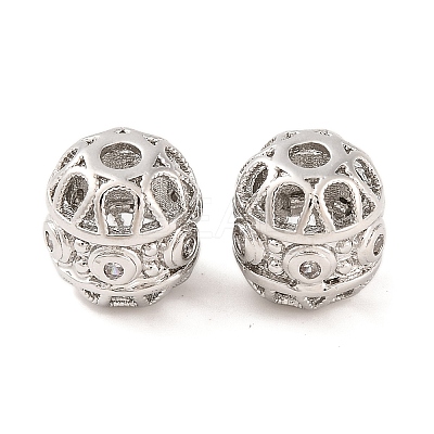 Brass Micro Pave Clear Cubic Zirconia Beads KK-S389-15P-1