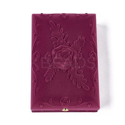 Rose Flower Pattern Velvet Jewelry Set Boxes VBOX-O003-02-1