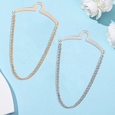 4Pcs 2 Colors Brass Hanging Chains Collar Pins Tie Clips AJEW-SC0004-03-1
