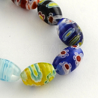 Oval Handmade Millefiori Glass Beads Strands X-LK-R004-84-1