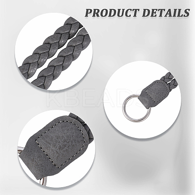 2Pcs Braided PU Leather Handles PURS-CL0001-18B-1