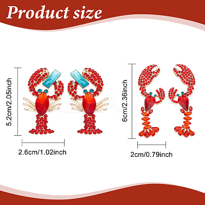 2 Pairs 2 Style Rhinestone Lobster Stud Earrings EJEW-AN0002-67-1