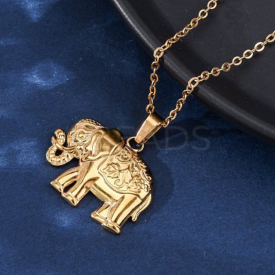 Elephant 304 Stainless Steel Pendant Necklaces NJEW-H059-06G-1