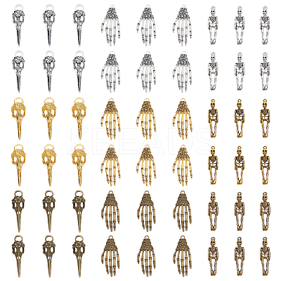 54Pcs 9 Styles Tibetan Style Alloy Pendants FIND-FG0002-88-1
