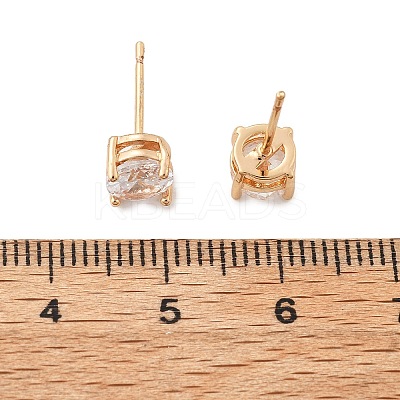 Flat Round Brass Pave Cubic Zirconia Stud Earrings for Women EJEW-G428-29A-02-1