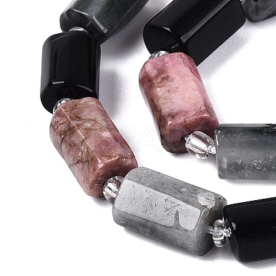 Natural Rhodonite & Eagle Eye & Obsidian Beads Strands G-Q614-01A-02-1