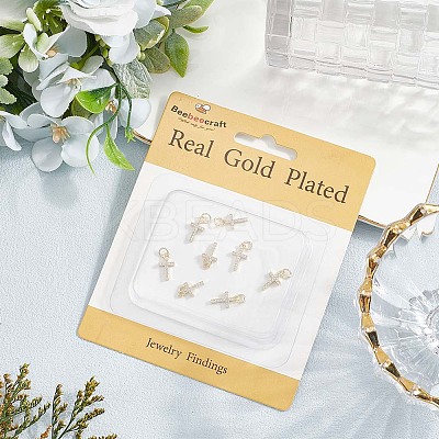 10Pcs Brass Micro Pave Clear Cubic Zirconia Charms KK-BBC0020-72-1