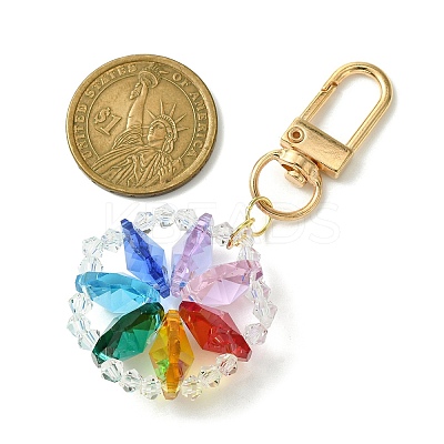 Flower Glass Pendant Decorations HJEW-TA00196-1