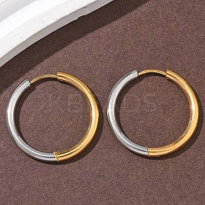 304 Stainless Steel Two Tone Hoop Earrings EJEW-P313-02F-G-1