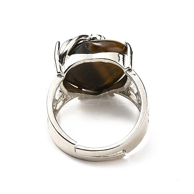 Natural Tiger Eye Adjustable Rings RJEW-P043-03P-16-1