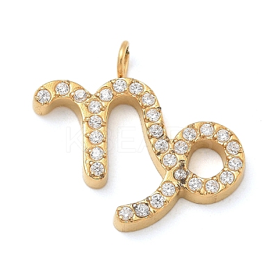Ion Plating(IP) 304 Stainless Steel Micro Pave Cubic Zirconia Charms STAS-Z107-09G-12-1