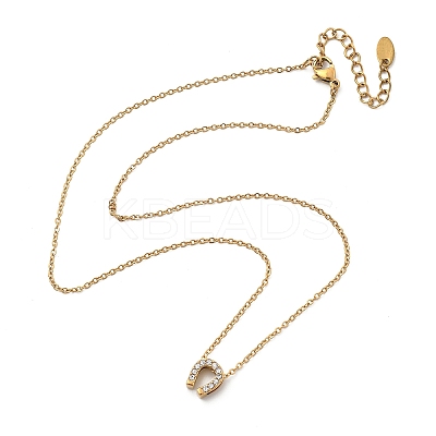 304 Stainless Steel Crystal Rhinestone Pendant Cable Chain Necklaces for Women LS-NJEW-C062-01B-G-1