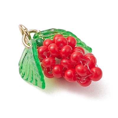 Glass Seed Beaded Grape Pendants PALLOY-MZ00467-05-1