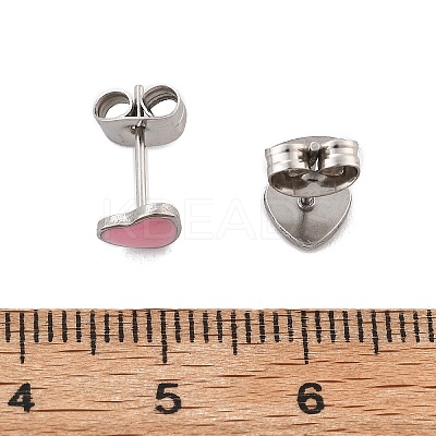Enamel Heart Stud Earrings EJEW-B009-12P-1