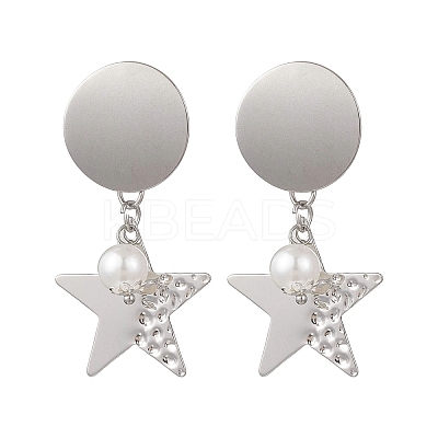 ABS Plastic Imitation Pearl Dangle Stud Earrings EJEW-JE06903-03-1