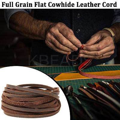 Flat Cowhide Leather Jewelry Cord LC-GF0001-10B-03-1