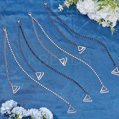 2 Pairs 2 Colors Adjustable Brass Rhinestone Chain Non-slip Bra Straps DIY-GF0007-71-1