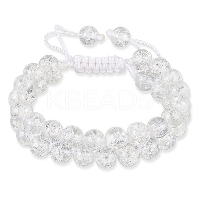 Sparkling Round Glass Braided Bead Bracelet BJEW-SW00082-01-1