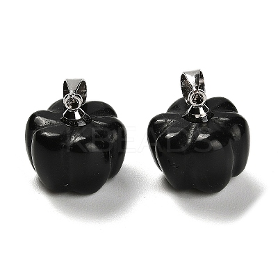 Natural Obsidian Pumpkin Charms G-K338-27P-02-1