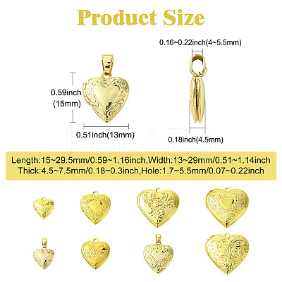 8Pcs 8 Styles Brass Locket Pendants KK-CJ0003-60-1