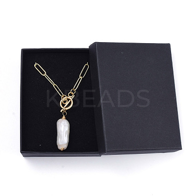 Natural Baroque Pearl Keshi Pearl Pendant Necklaces NJEW-JN02814-1