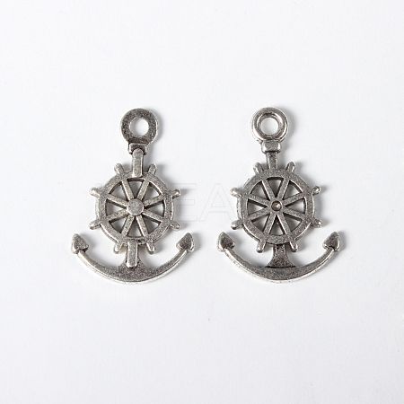 Tibetan Style Alloy Anchor with Helm Pendants PALLOY-2730-AS-LF-1