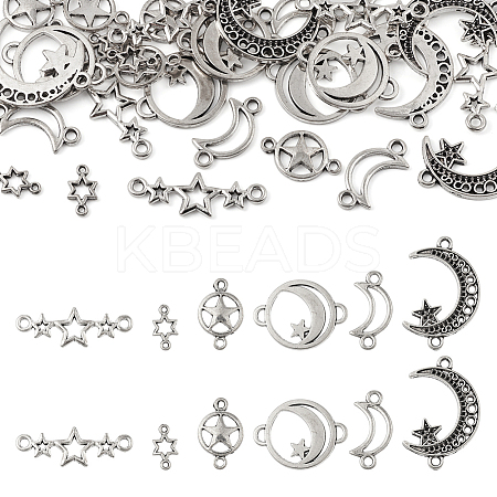  36Pcs 6 Styles Tibetan Style Zinc Alloy Connector Charms FIND-TA0002-96-1