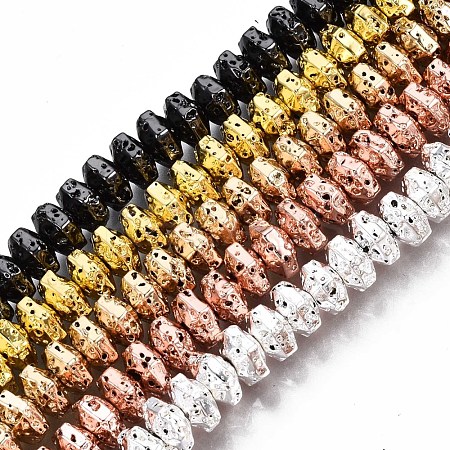 Electroplated Natural Lava Rock Beads Strands G-T114-66-1